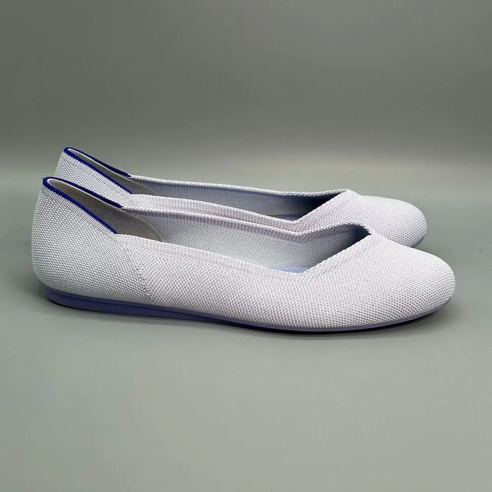 Rothy's The Flat Women's 9.5 Blue Purple Pale Slip Round Toe Comfort Ballet Shoe